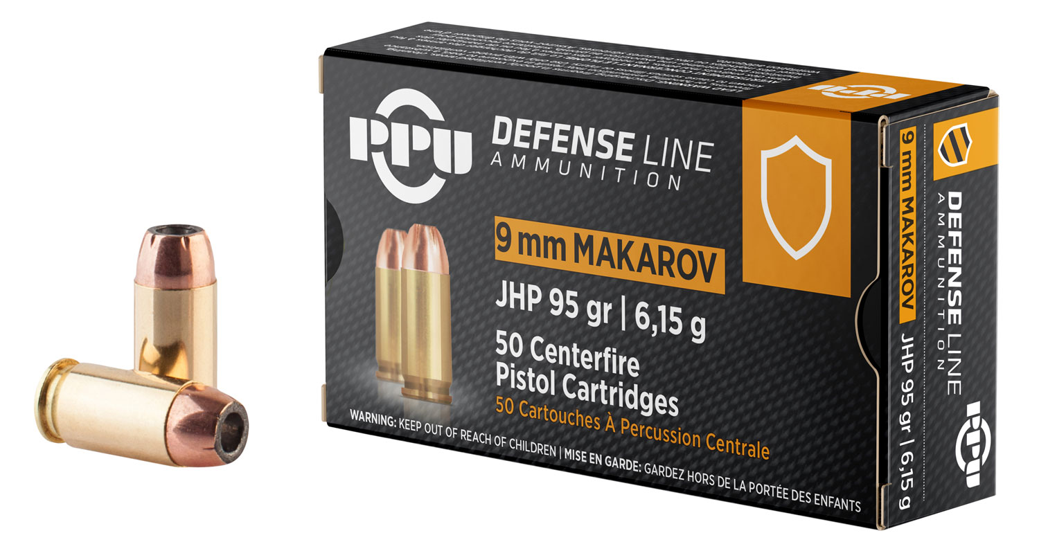 PPU PPD9M Defense 9x18Makarov 95gr Jacketed Hollow Point 50 Per Box/20 Case