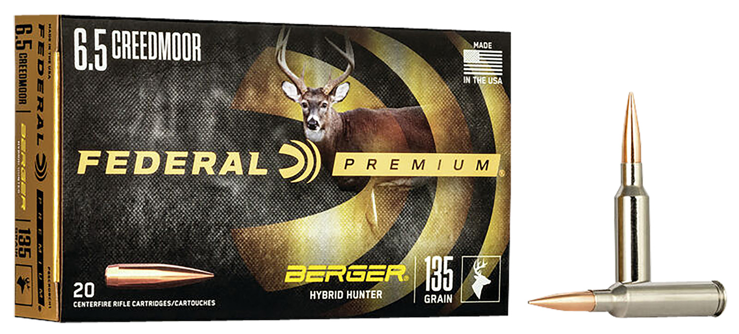 Federal P65CRDBCH1 Premium 6.5Creedmoor 135gr Berger Hybrid Hunter 20 Per Box/10 Case