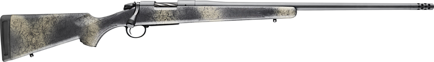 Bergara Rifles B14S521 B-14 Wilderness Ridge 308 Win 4+1 20" Threaded, Sniper Gray Cerakote Barrel/Rec, SoftTouch Woodland Camo Synthetic Stock, Omni Muzzle Brake