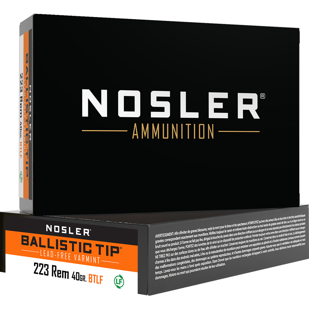 Nosler Varmint Ballistic Tip Rifle Ammunition 223 Rem. 40 gr. BTLF SP 20 rd.