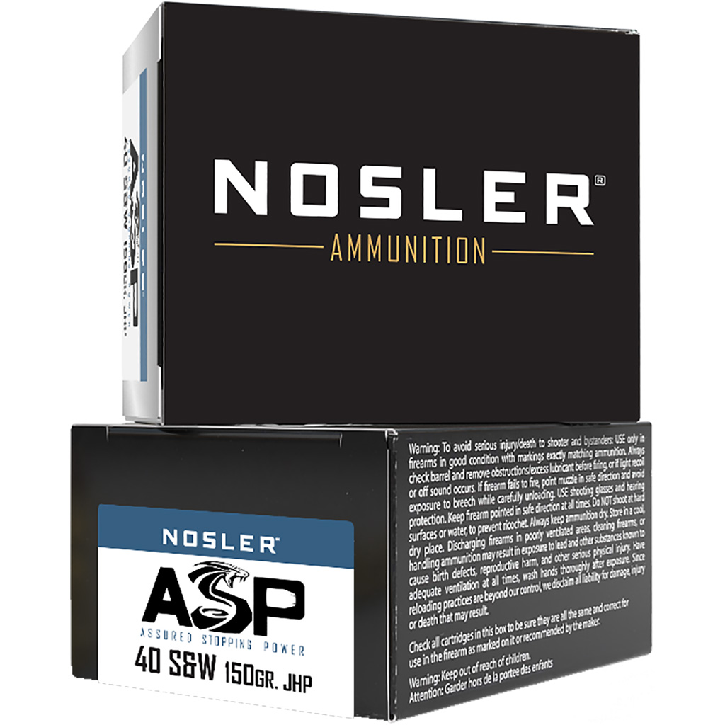 Nosler ASP Handgun Ammo 40 S&W 150 gr. HG JHP 20 rd.