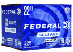 Federal 725 Champion Training Value Pack 22LR 36gr Copper Plated Hollow Point 325 Per Box/10 Case