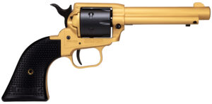 Heritage Mfg RR22S4 Rough Rider 22 LR 6 Shot 4.75" Gold Cerakote Steel Barrel & Frame, Black Satin Cylinder, Black Polymer Grips Features Black Accents