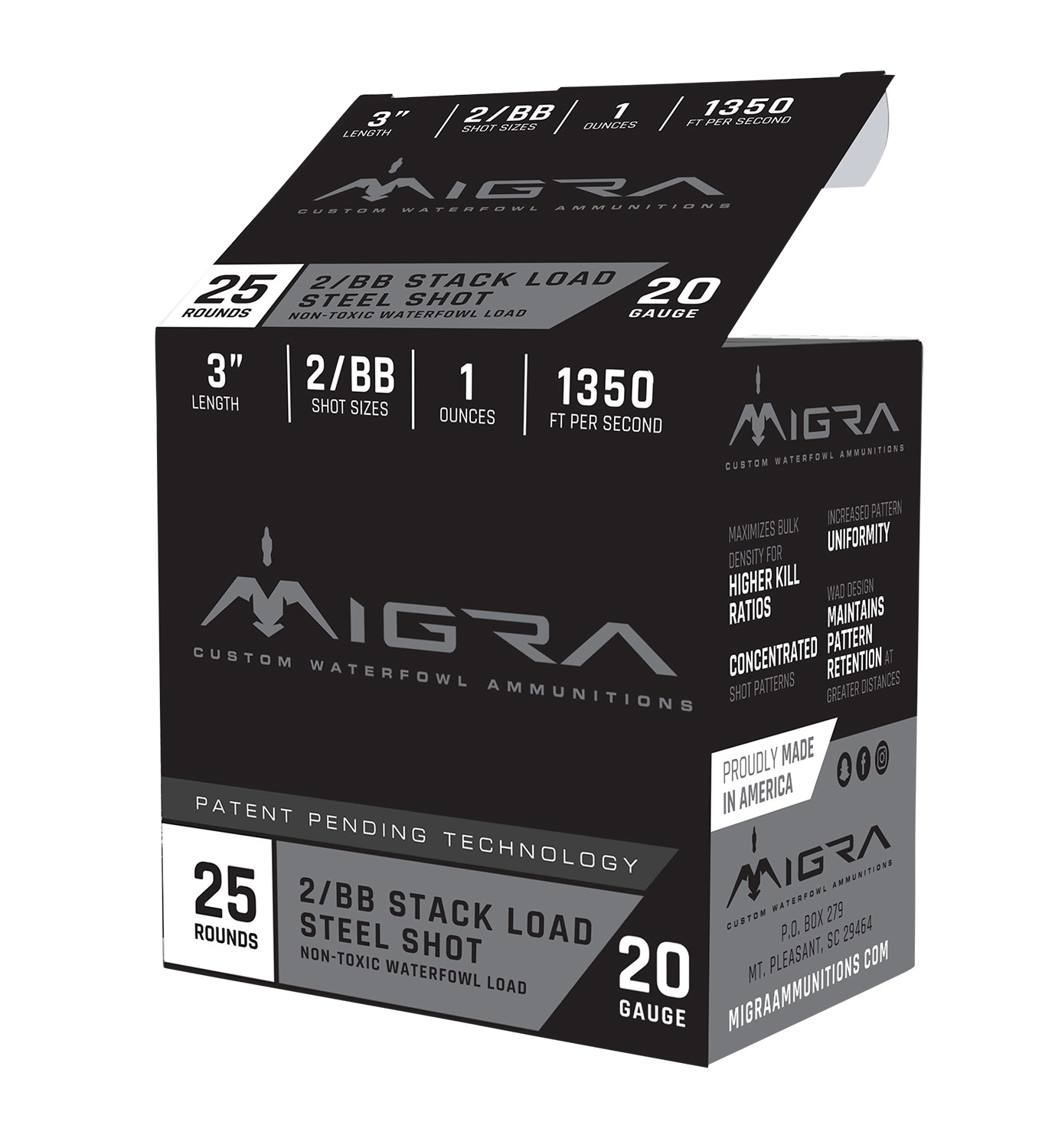 Migra Ammunitions M20S46 Combinational 20Gauge 3" 1oz 4/6Shot 25 Per Box/10 Case