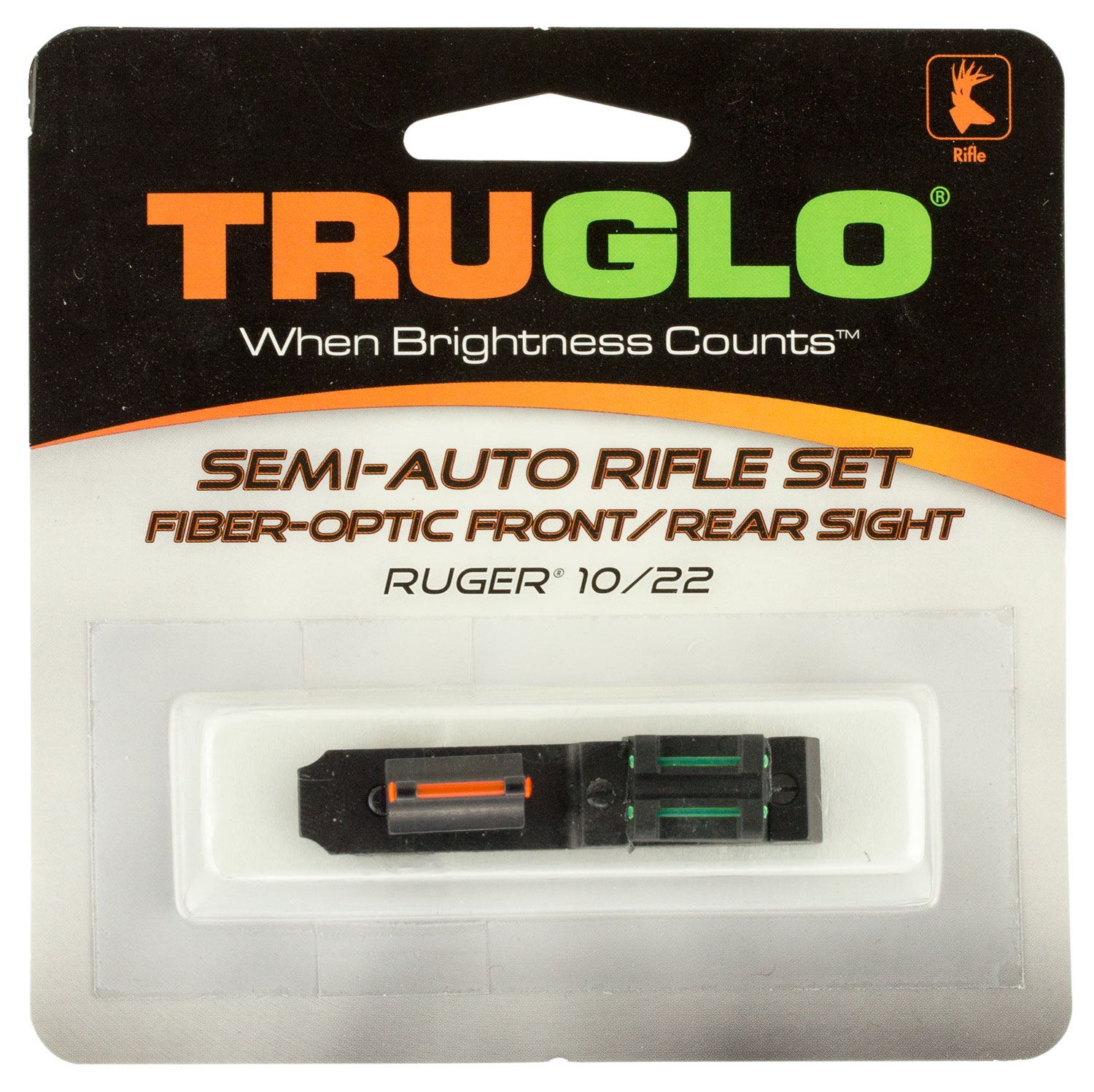 TruGlo TG111W Ruger 10/22 Fiber Optic Sight Set Black Red Front, Green Rear for Ruger 10/22 (Except Takedown)