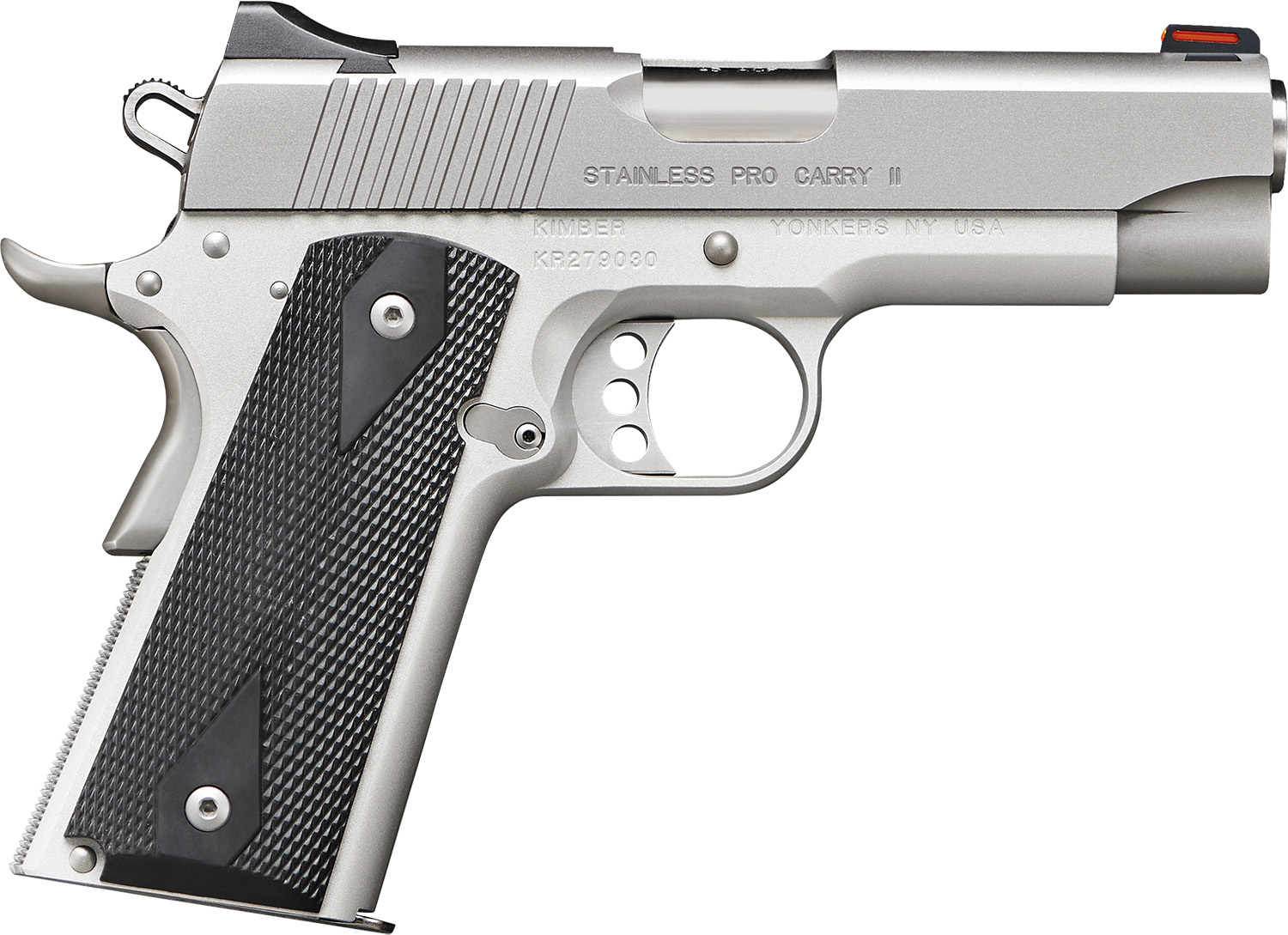 Kimber Mfg.,inc 3200052CA Stainless Pro Carry II (CA) 45 ACP 7+1 4" Stainless Steel Slide Satin Silver Black Synthetic Double Diamond Checkering Grip