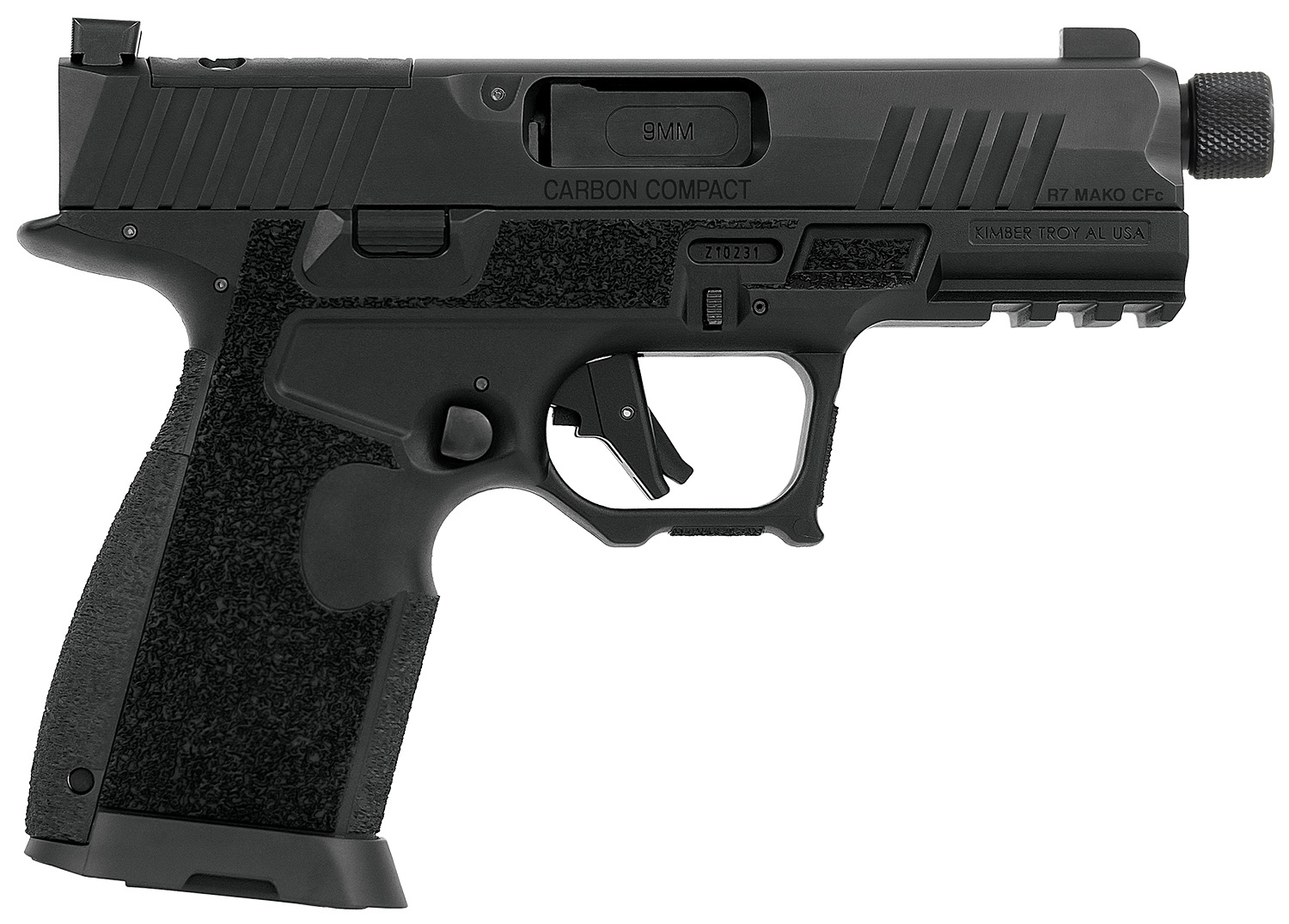 Kimber Mfg.,inc 3800018 R7 Mako Carbon Compact TFS OR 9mm 15+1 4.42" FNC Stainless Steel Slide Molded Stippling Interchangeable Modular Backstrap Grip