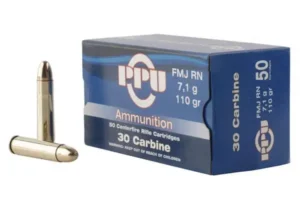 PPU STANDARD RIFLE AMO 30 CARBINE 110GR FMJ 50RD (10 BOXES PER CASE)