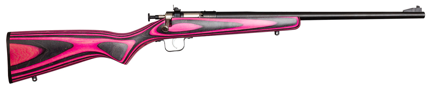 Crickett KSA2226 Youth 22 LR 1rd 16.12" Stainless Steel Barrel, Fixed Front/Adjustable Rear Peep Sights, Pink/Black Laminate Stock w/11.5" LOP, Rebounding Firing Pin Safety