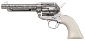 Taylors & Company 200060 1873 Cattle Brand 357 Mag Caliber with 5.50"  Barrel, 6rd Capacity Cylinder, Overall Nickel-Plated Engraved Finish Steel & Ivory Synthetic Grip