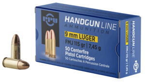 PPU PPH9F1 Handgun 9mmLuger 115gr Full Metal Jacket 50 Per Box/20 Case
