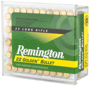 Remington Ammunition 21276 Golden Bullet 22LR 40gr Plated Lead Round Nose 100 Per Box/50 Case