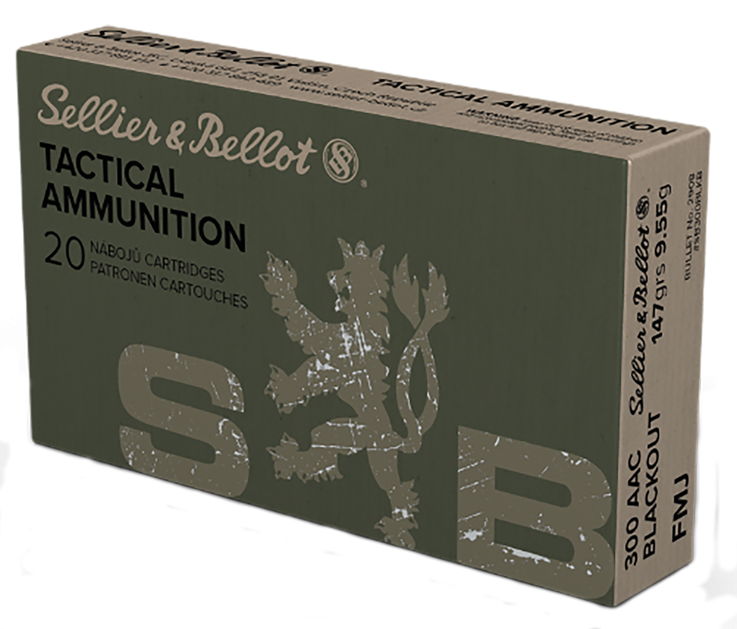 Sellier & Bellot SB300BLKB Rifle 300Blackout 147gr Full Metal Jacket 20 Per Box/50 Case