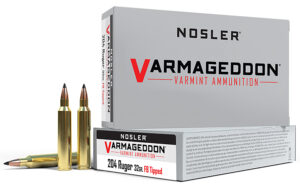 Nosler 65115 Varmageddon  204Ruger 32gr Flat Base Tipped 20 Per Box/20 Case