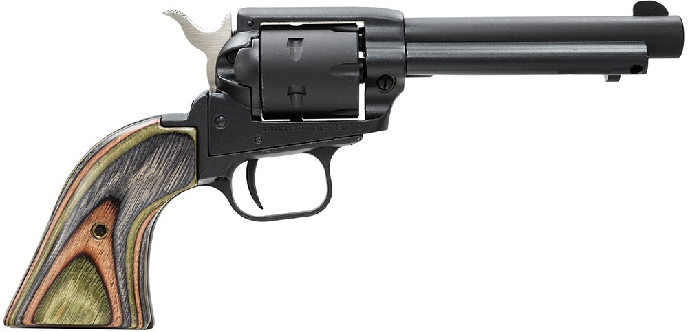 Heritage Mfg RR22MBS4 Rough Rider 22 LR 22 WMR 6 Shot 4.75" Black Satin Barrel, Cylinder & Frame, Camo Laminate Grips