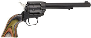 Heritage Mfg RR22MBS6 Rough Rider  22 LR/22 WMR 6 Shot, 6.50" Black Satin Steel Barrel, Black Satin Zinc Alloy Frame, Black Satin Cylinder, Camo Laminate Grip, Exposed Hammer