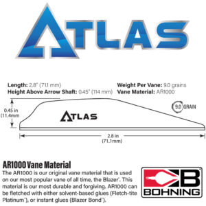 Bohning Atlas Vanes Blue 100 pk.