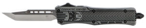 CobraTec Knives SSWCTK1STNS CTK-1 Small 2.75" OTF Tanto Plain D2 Steel Blade/Black Stonewashed Aluminum Handle Features Glass Breaker Includes Pocket Clip
