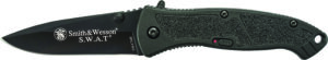 Smith & Wesson Knives SWATMBCP S.W.A.T.  3.20" Folding Plain Black 4034 SS Blade Black Aluminum Handle Includes Pocket Clip