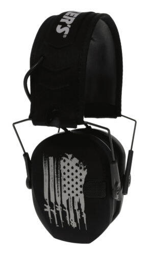 Walker's WPRSEMFSFLG Razor Slim Electronic Freedom Muff 23 dB Over the Head Black w/Distressed U.S Flag Polymer