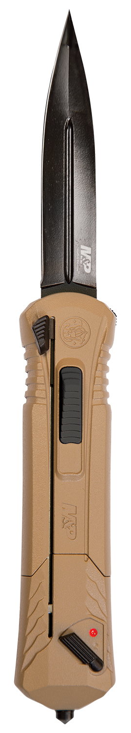 Smith & Wesson Knives 1092050 M&P  3.50" OTF Spear Point Plain Black Oxide AUS-8A SS Blade 5.16" Flat Dark Earth Aluminum Handle