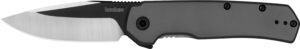 Kershaw 1411 Thermal  EDC 2.95" Folding Drop Point Plain Black Oxide w/Satin Grinds 8Cr13MoV SS Blade, Gray PVD Stainless Steel Handle, Includes Pocket Clip