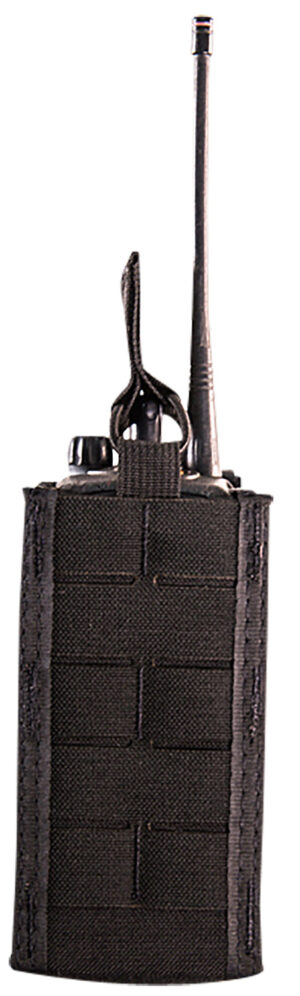 High Speed Gear 41RD00BK TACO Duty Radio Holder, Black Nylon with MOLLE Exterior & Bungee Pull Tongue, Fits MOLLE & 2" Belt