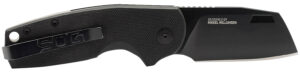 S.O.G SOG16030757 Stout SJ 2.60" Folding Clip Point Plain Stonewashed Cryo D2 Steel Blade/ Black Textured G10 Handle Includes Belt Clip, Presentation Box