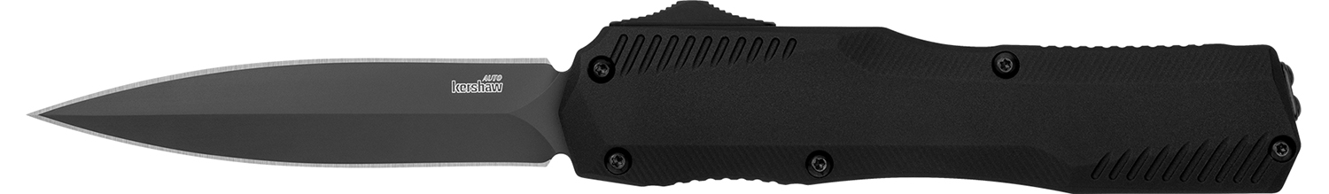 Kershaw 9000DE Livewire Automatic 3.45" OTF Spear Point Plain Black PVD CPM MagnaCut Steel Blade, Black Anodized Aluminum Handle