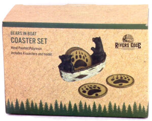 RIVERS EDGE BEARS IN A BOAT - COASTER SET 4 PIECE