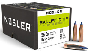 Nosler 25115 Ballistic Tip  25Cal 115gr Spitzer Point 50/Box