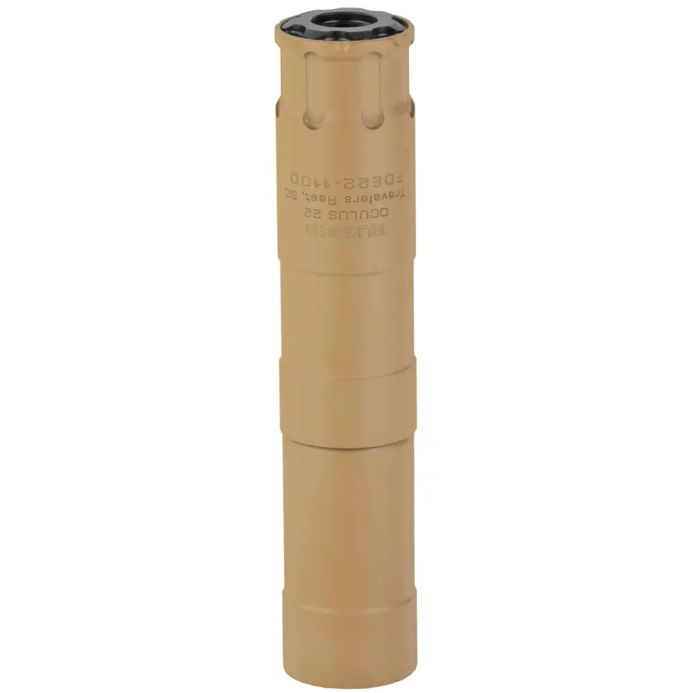 RUGGED SUPPRESSORS OCULUS22 FDE 22LR/5.7X28MM BELT FED RATED 3.25IN TO 5.25IN LENGTH