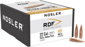 NOSLER BULLETS 22 CAL .224 - 70GR RDF HPBT 100CT