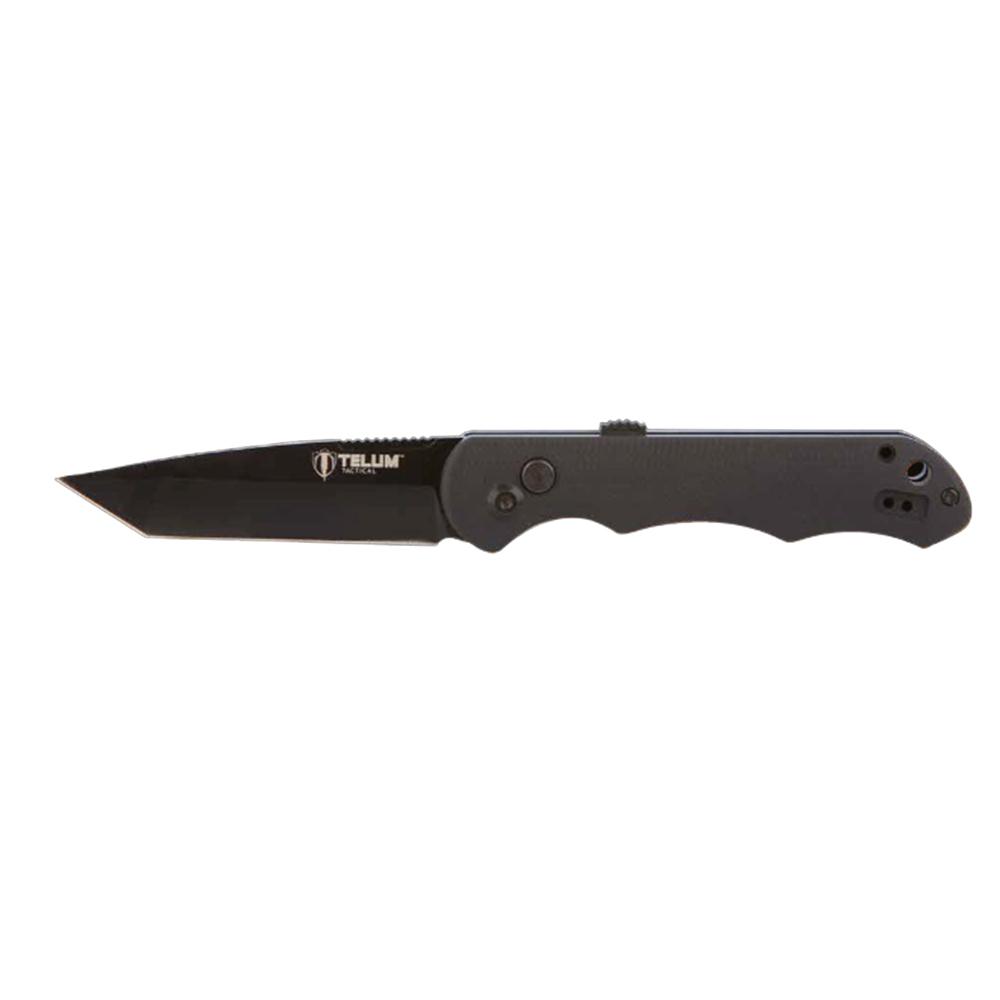 Telum Aftershock Tactical Automatic Knife 3-1/2" Tanto Blade Black