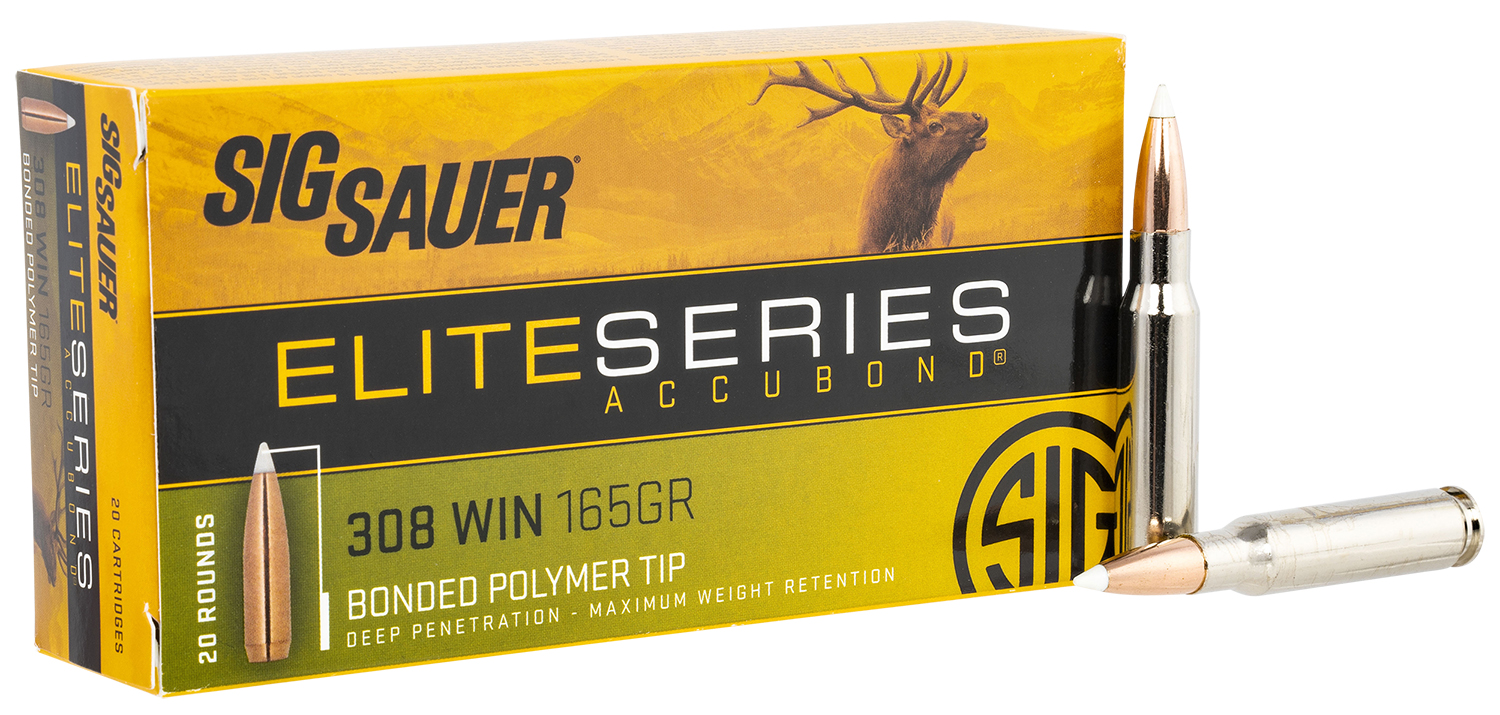 Sig Sauer E308AB16520 Elite Hunting 308Win 165gr Nosler AccuBond 20 Per Box/10 Case