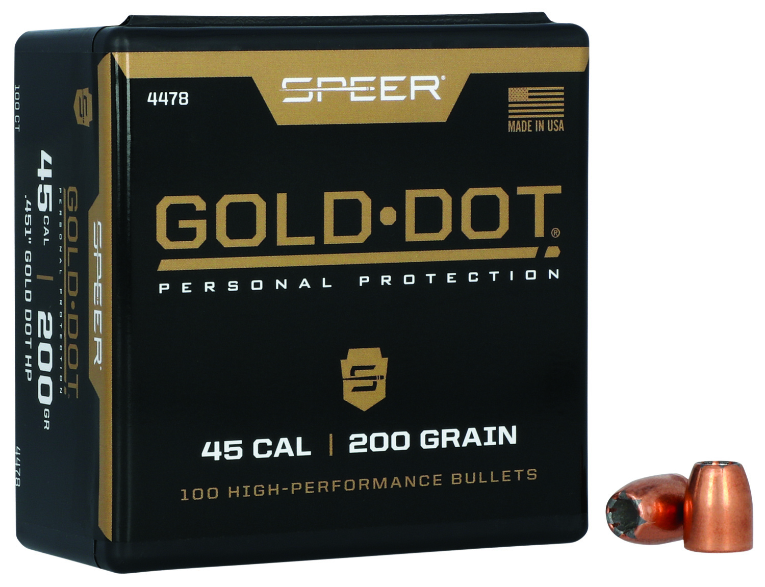 Speer 4478 Gold Dot Personal Protection 45Cal 200gr Hollow Point 100 Per Box/5 Case