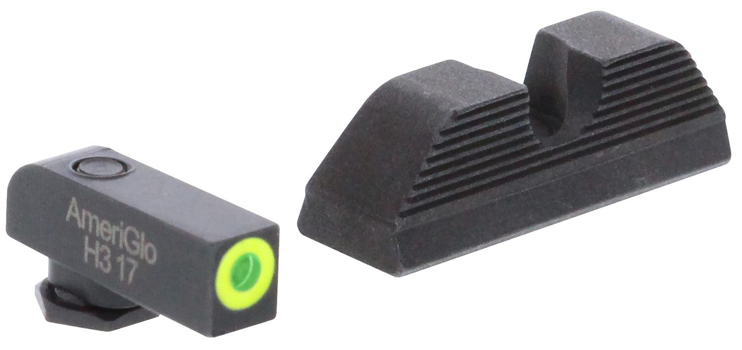 AmeriGlo GL354 Protector Sight Set for Glock Green Tritium LumiGreen Outline Front Sight-Black Serrated Rear Sight
