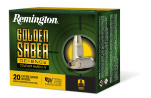 Remington Ammunition 27619 Golden Saber Defense 45ACP 230gr Brass Jacketed Hollow Point 20 Per Box/25 Case