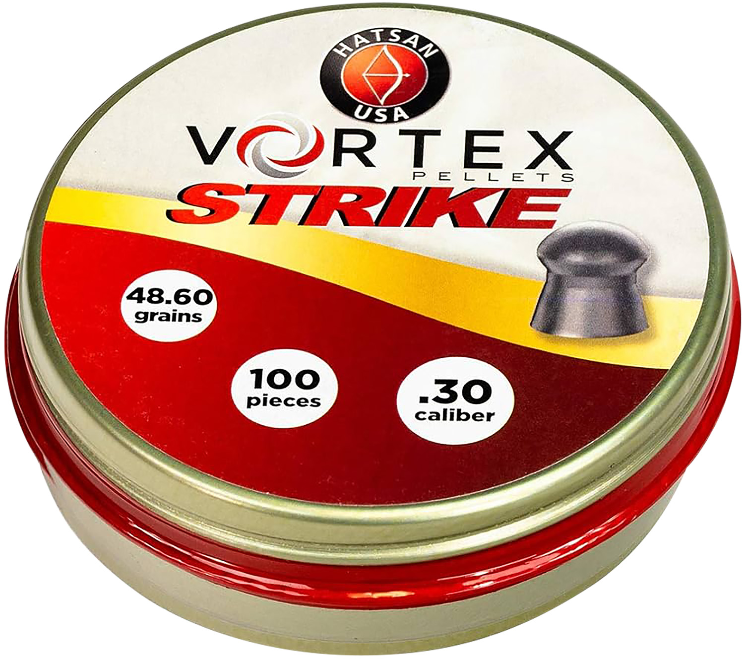Hatsan USA HA90643 Vortex Strike Pellets 30Cal Lead Domed 100 Pellets