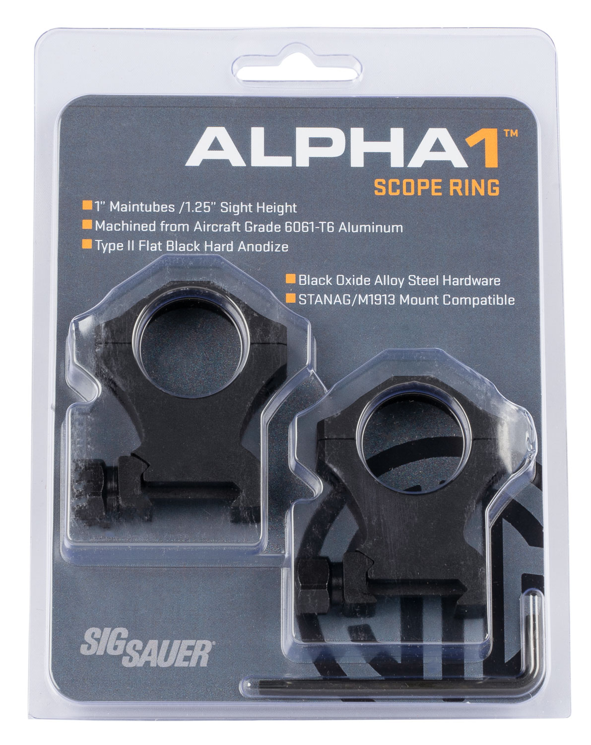 Sig Sauer Electro-Optics SOA10022 Alpha 1 Matte Black 1" Extra High 0 MOA