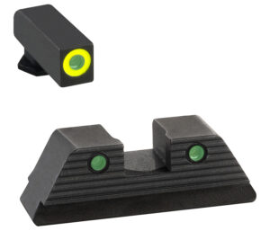 AmeriGlo GL820 Trooper Sight Set for Glock Green Tritium Lumigreen Outline Front Sight-Green Tritium Black Outline Rear Sight