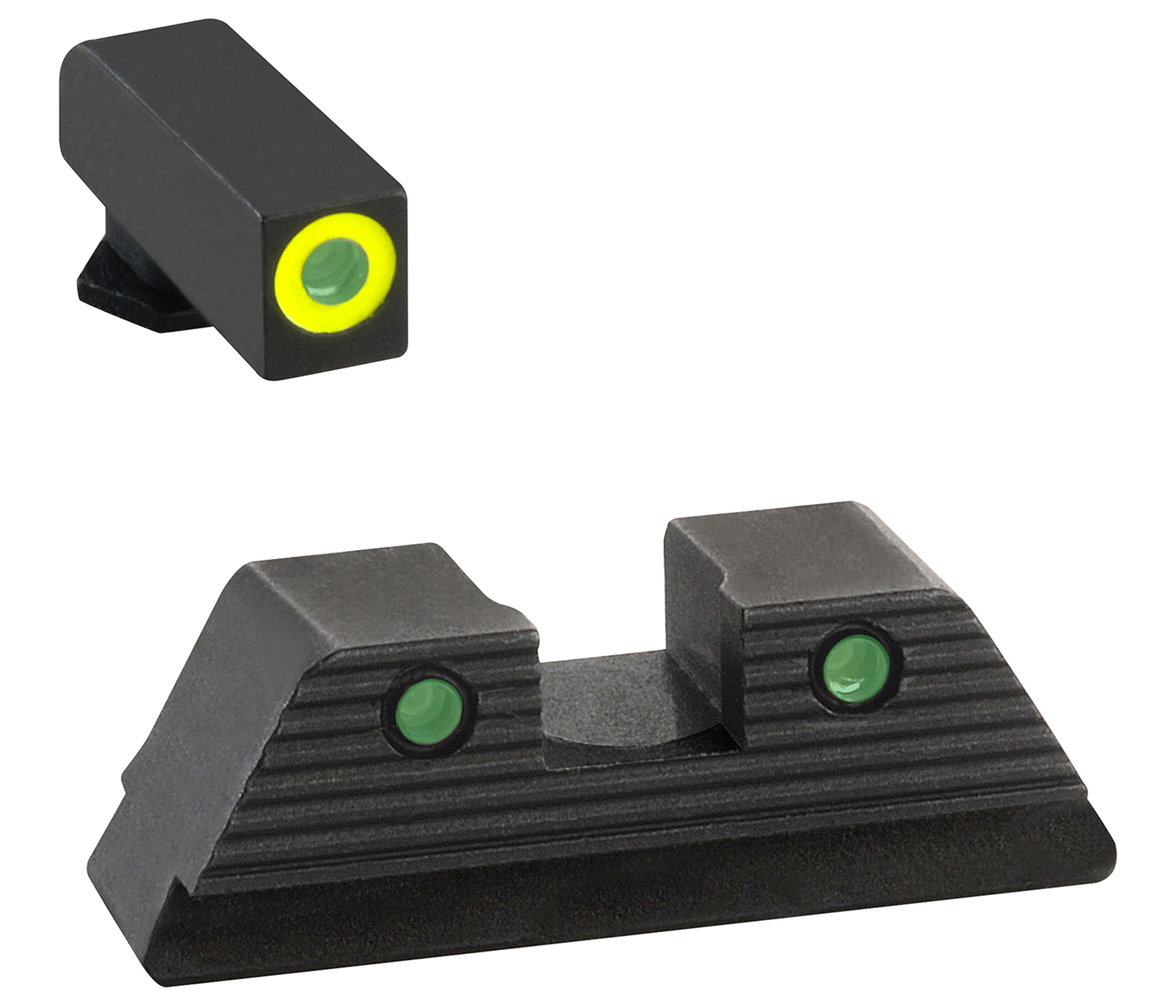 AmeriGlo GL820 Trooper Sight Set for Glock Green Tritium Lumigreen Outline Front Sight-Green Tritium Black Outline Rear Sight