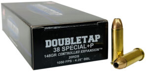 DoubleTap Ammunition 38SP148CE 38Special 148gr Controlled Expansion JHP 20 Per Box/50 Case