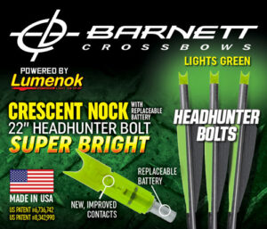 LUMENOK XBOW ARROW 22" BARNETT - HEADHUNTER GREEN CRESCENT 3PK
