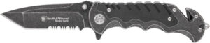 S&W KNIFE BORDER GUARD 3.5" - BLADE W/STRAP CUTTER/GLS BREKR