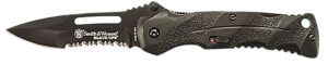 Smith & Wesson Knives SWBLOP2BSCP Black Ops  3.40" Folding Drop Point Part Serrated 4034 SS Blade Black Includes Pocket Clip