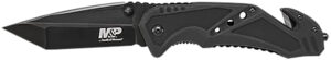 Smith & Wesson Knives SWMP11BCP M&P Rescue 3.80" Folding Tanto Plain Black Stainless Steel Blade Black G10 Handle Features Glass Breaker/Seat Belt Cutter Includes Pocket Clip