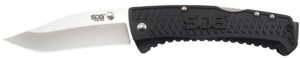 S.O.G SOG-TD1011-C Traction  3.50" Folding Clip Point Plain Satin 5Cr13MoV SS Blade Black Textured GRN Handle Includes Pocket Clip