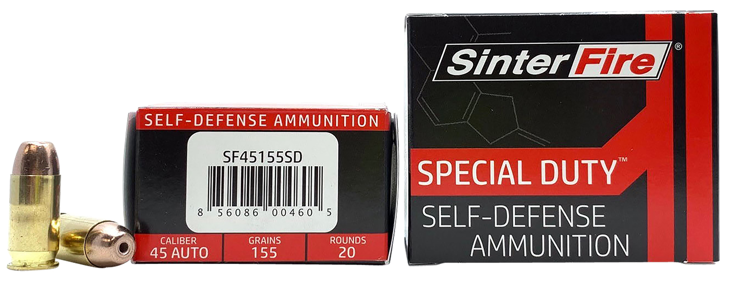 SinterFire Inc SF45155SD Special Duty (SD) 45ACP 155gr Lead Free Frangible Hollow Point 20 Per Box/10 Case