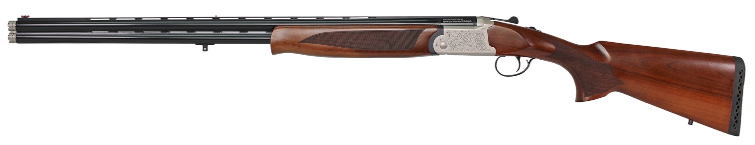 Iver Johnson Arms IJ600410LW28S IJ600 Lightweight Full Size 410 Gauge Break Open 3" 2rd 28" Black Over/Under Vent Rib Barrel, Silver Engraved Aluminum Receiver, Fixed Walnut Wood Stock, Ambidextrous